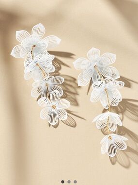 Anthropologie sunset painted floral drop earrings - white